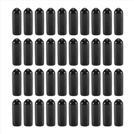 100 embouts caoutchouc noirs, capuchons de protection ronds 4mm diamètre intérieur pour tubes PVC, bouchons de visserie et couvercles de barre, lot de protection. (1/5)
