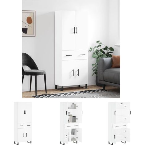 The Living Store Highboard Weiß 69,5x34x180 cm Holzwerkstoff - Sideboards (1/5)