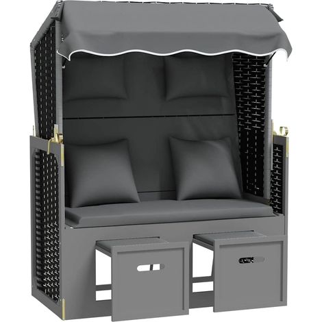 Maison Exclusive - Strandkorb mit Kissen Poly Rattan Massivholz A