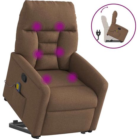 Massagesessel mit Aufstehhilfe Braun Stoff vidaXL (1/5)