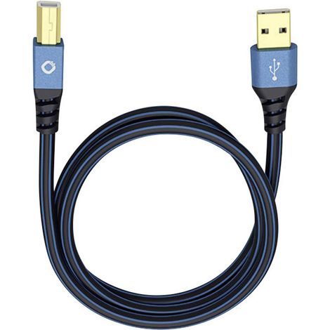 USB 2.0 [1x USB 2.0 type A mâle - 1x USB 2.0 type B mâle] 1.00 m bleu contacts dorés Oehlbach USB Pl (1/2)