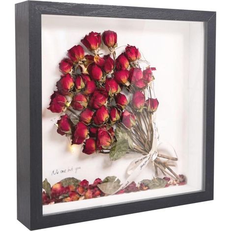 Bilderrahmen 3D Befüllbar 20x20cm Tief Holz Fotos DIY Schwarz (1/5)