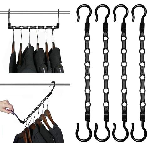 Cintres magiques, 8 crochets gain de place, cintre multifonctionnel vertical et horizontal, organisateur de dressing pivotant à 360°, gain de place multiplié par 3, cintres de rangement pour vêtements