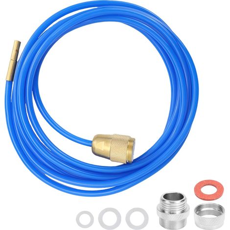 Déboucheur de canalisations haute pression, tuyau de nettoyage pour robinet, 3 m de long, avec buse en laiton et joints pour tuyaux M22 M24 et 1/2", bleu