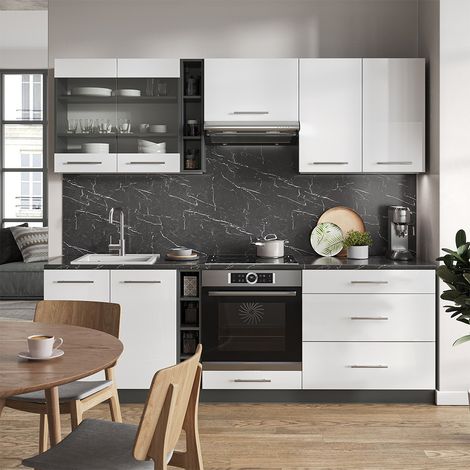 Cucina componibile Fame-Line, Bianco lucido/antracite, 235 cm , PL Rovere, Vicco (1/5)