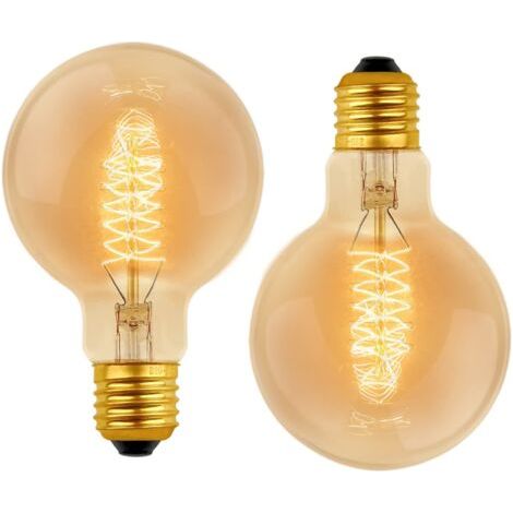 Ampoule Vintage Globe G80 E27 Dimmable 60W Blanc Chaud 2700K, 600lm, Ampoules de Décoration à Incandescence Rétro E27 Spirale Tungstène Filament Lampe, lot de 2 (1/5)