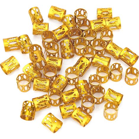 50 verstellbare Metallperlen für Zöpfe, goldene Haaraccessoires, Haarschmuck-Werkzeuge (1/5)