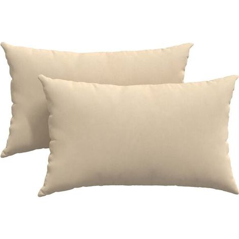Coussins de canapé, 2 pièces, beige, 50 x 30 cm, tissu. (1/5)