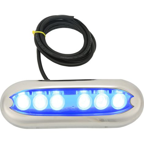 Jeffergarden Lumière sous-marine pour bateau 12V à 24V, 6 perles de lampe LED, étanchéité IP68, forte étanchéité pour navires, Yachts, bateaux à moteur, lumière bleue/9.5W (1/5)