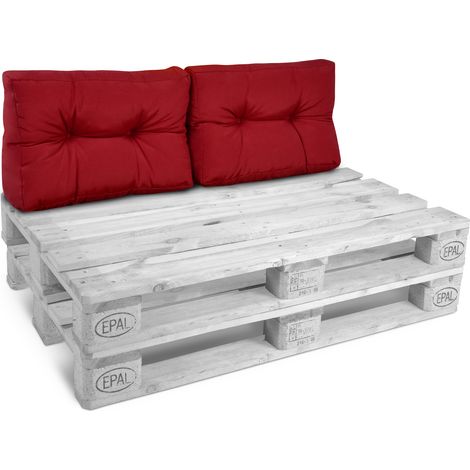 2X Coussins de dos de palette Outdoor Eco Style, 60x40cm, Rouge (1/5)