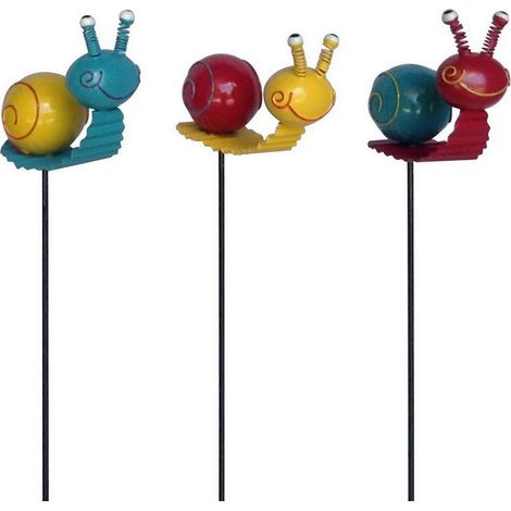 TrendLine Gartenstecker Schnecke Metall 70 x 9 cm bunt Gartenfiguren