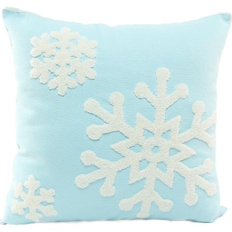 Fodera per cuscino in cotone con motivo a fiocchi di neve, 45 x 45 cm, ideale per soggiorno, divano, camera da letto, auto, colore blu, stile nordico.