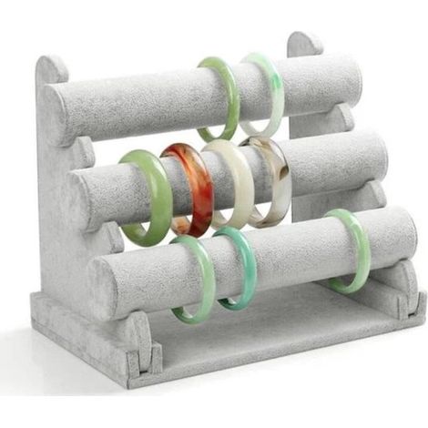Présentoir à bracelets en velours à trois niveaux, porte-bracelets barrettes à cheveux porte-bijoux, présentoir à montres, accessoires de présentation de bracelets pour stands (1/4)