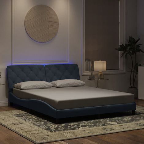 vidaXL Giroletto con LED senza Materasso Grigio Scuro 160x200 cm in Velluto (1/5)
