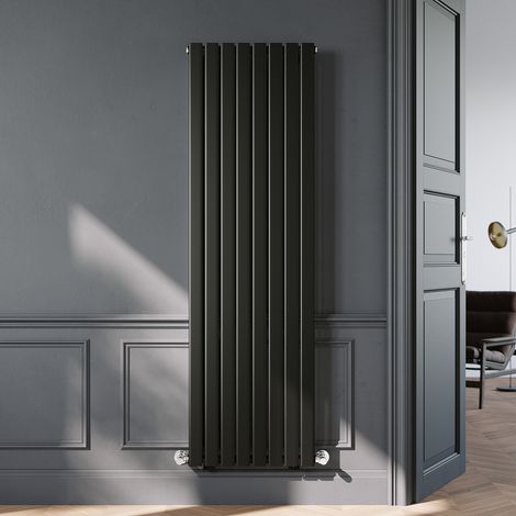ELEGANT 1800 x 544mm Black Vertical Radiator Designer Single Panel Flat Panel Rads