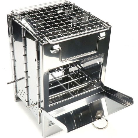 Grill BBQ pliant en acier inoxydable hauteur réglable - idéal pour cuisson extérieure, camping et pique-niques (1/5)