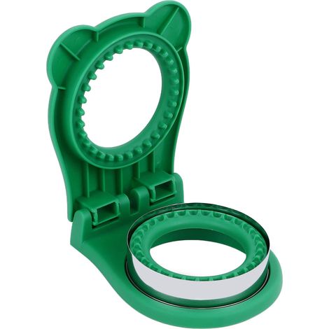Emporte-pièce manuel rond vert pour sandwichs, gâteaux et pains. (1/5)