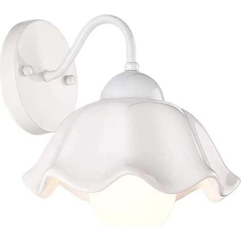 Appliques , Applique murale en forme de fleur de style campagnard français, abat-jour en céramique, Compatible with . à ., salon, salle à manger, luminaire mural E27, luminaire Victoria (couleur : ros (1/5)
