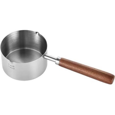 BEBUSINGOTO Minicacerola para chocolate, de acero inoxidable con pico vertedor, minicacerola para mantequilla, café y leche, pequeña cacerola antiadherente de 250 ml (1/4)