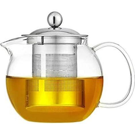 Théière En Verre Borosilicate - Filtre À Thé En Acier Inoxydable Amovible - Adaptée À La Plaque De Cuisinière Et Au Micro-ondes - 950 Ml (1/5)
