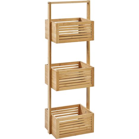 Estantería de baño baja 3 estantes almacenaje de baño bambú madera clara Waverly