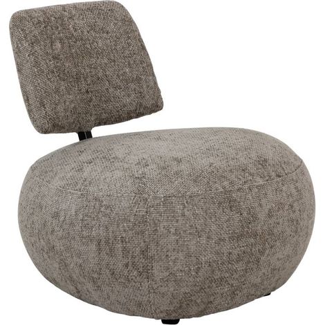 Fauteuil en tissu avec dossier beige chiné Teresia
