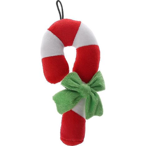 Jouet à mâcher en peluche pour chien, en forme de canne, qui fait du bruit et couine.