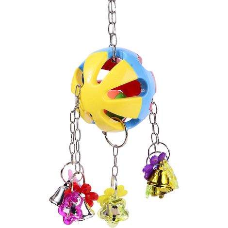Balle à mâcher pour perroquet, balançoire colorée avec clochettes, pour conure moyenne et calopsitte. (1/4)
