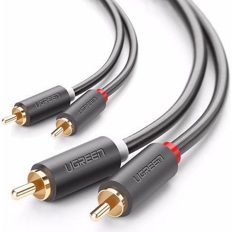 Cable de extension ugreen de 2 conectores rca macho a 2 conectores rca macho 15 m - negro