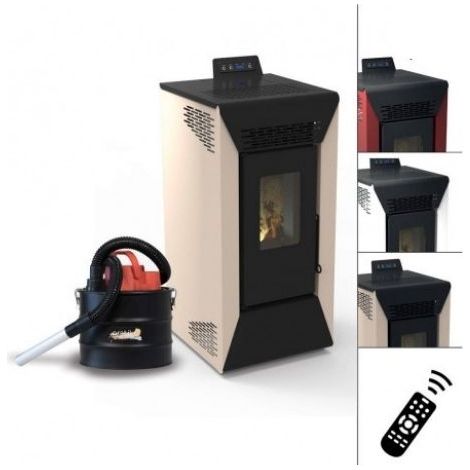Stufa pellet Courmayeur da 8,74 kw con aspiracenere Bordeaux