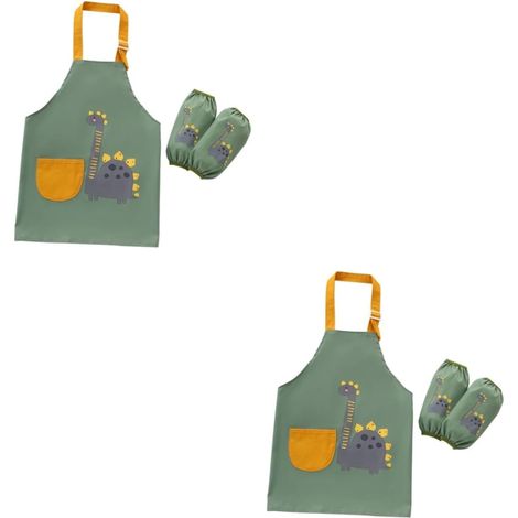 1 tablier pour enfants tabliers pour -petits de manche d'enfant en bas âge bebe repas bebe l'art des enfants verts dans l'ensemble enfant (1/5)
