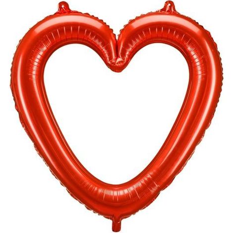 Cornice portafoto con palloncino a forma di cuore rosso, ideale per compleanni e San Valentino. Dimensioni: 86x83 cm.