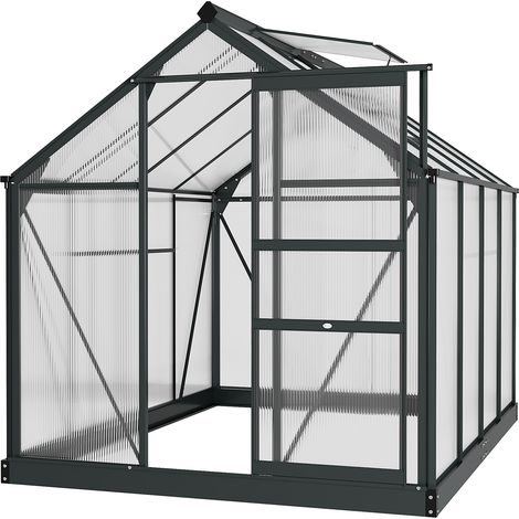 Outsunny Walk-In Polycarbonate Greenhouse Plant Grow Galvanized Aluminium 6 x 8ft