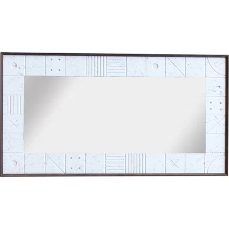 Miroir mural élégant en bois foncé pour intérieur chic - Marron foncé avec motifs blanc