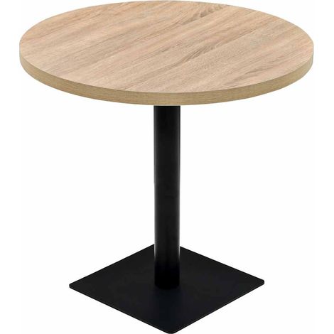Maison Exclusive - Tavolo Bistrot in MDF e Acciaio Rotondo 80x75 cm Colore Rovere (1/5)
