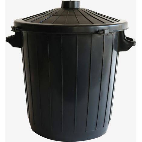 Poubelle ronde 50 L + couvercle à clip - noir - Gilac