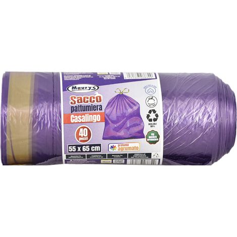 MAURY'S SACCHI PER PATTUMIERA 55X65CM IN ROTOLO DA 40 PEZZI VIOLA