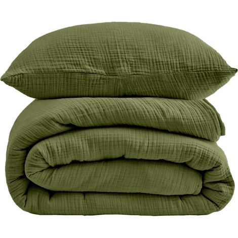 Musselin Bettwäsche 200x220 cm Mintgrün 3-teilig, 100% Baumwolle, OEKO-TEX