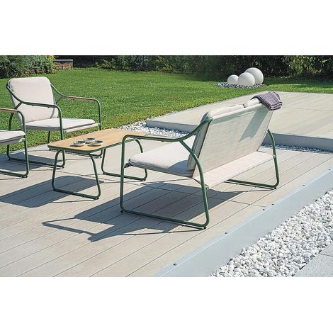 Set composto da divano 2 posti, 2 poltrone textilene ecrù e tavolino MALIGI HOME MG-GABRIELLA Ecrù (1/5)