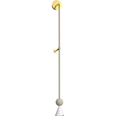 Applique murale moderne dorée BINGO avec boule en travertin LED 8W