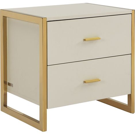 Comodino 2 cassetti MDF Beige e Dorato - OMBRELIA di PASCAL MORABITO