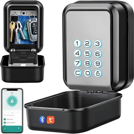 1 Boîte à Clés Connectée Bluetooth, Code Rétroéclairé, Alliage Aluminium, Étanche IP65, Extérieur (1/5)