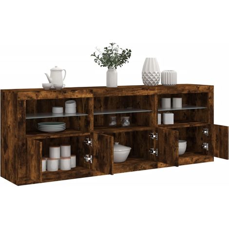 Sideboard with LED Lights Smoked Oak 181.5x37x67 cm vidaXL (1/5)