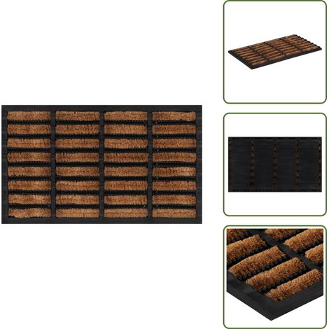 The Living Store Paillasson rectangulaire 45x75 cm caoutchouc et fibre de coco - Tapis D'entrée - Paillasson Extérieur - Paillasson Intérieur - Antidérapant - Caoutchouc
