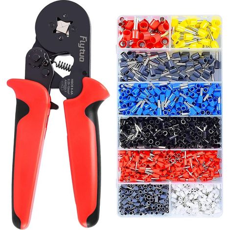 Kit pince à sertir auto-réglable HSC8 6-4A avec 1200 connecteurs de virole 0,25 à 10 mm² (AWG 23-7) – 8 modèles de bornes pour câbles électriques (1/5)