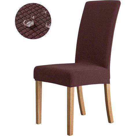 Lot de 4 housses de chaise marron, extensibles pour salle à manger, protecteur de siège moderne, amovible et lavable, idéal pour bureau, banquet, fête et décoration (1/5)
