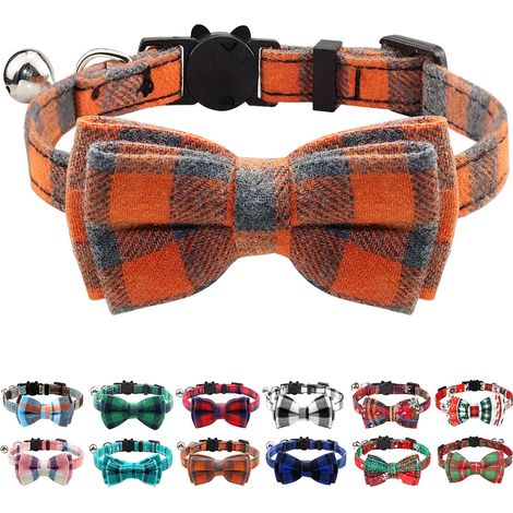 Ensemble de 1 pièce anti - accrocher collier de chat, collier de chat avec cloches et noeud, collier mignon pour chatons et chats (1/5)