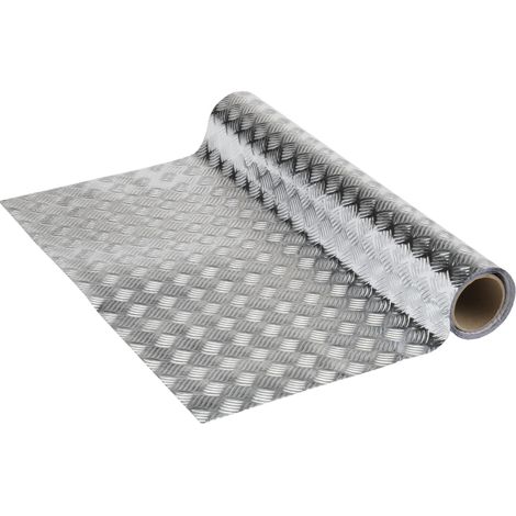 Papier adhésif Argent Cannelé aspect industial - 67,5cm x 1,5m - Épaisseur 215μ, Film autocollant pour meuble et cuisine, film décoratif, papier peint, PVC sans phtalates, Fabriqué en UE (1/5)