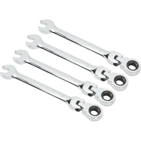Clé à cliquet métrique à tête pivotante (lot de 4), double extrémité, outil mixte flexible à cannelure, gain de temps, 9 mm / 0,4 po (1/5)