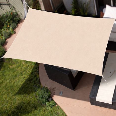 Tenda Vela Parasole 3 x 4 Metri Rettangolare Telo Ombreggiante da Giardino Ecru (1/5)